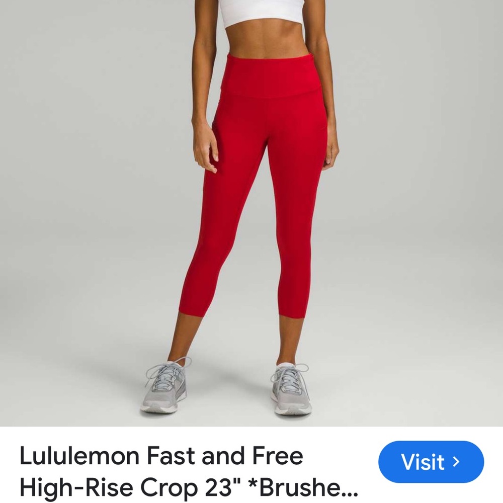 Lululemon Athletica Red High-Rise Crop Leggings 23”